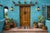 Spanish Colonial Solid Wood Panel Door With Iron Accents For Sale - Image 4 of 12