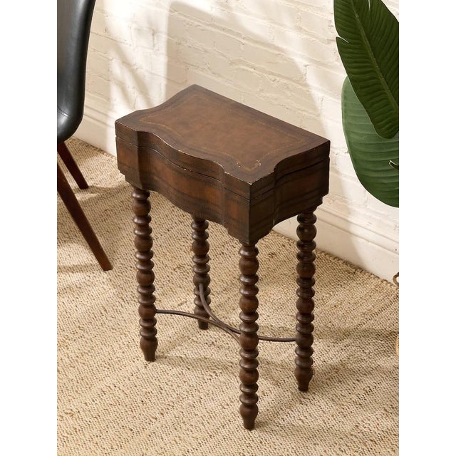 Spanish Revival Vintage Spanish Revival Sewing Side Table With Barley Twist Legs For Sale - Image 3 of 8