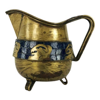 C. 1960 Salvador Teran Mosaic & Brass Pitcher For Sale