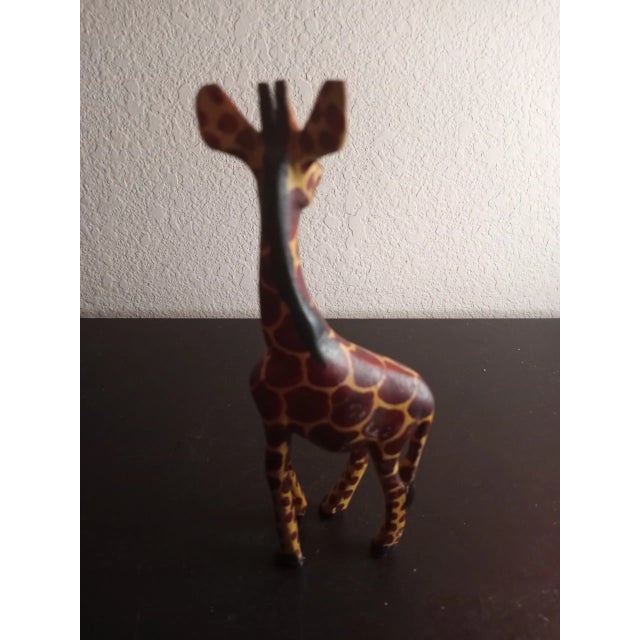 Handcarved Wooden Giraffe Figurine For Sale - Image 4 of 7