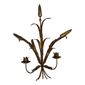 Vintage Nora Fenton Tole Sheath of Wheat Candle Wall Sconce