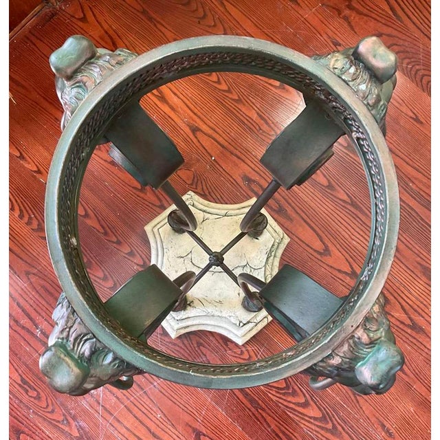 1960s Pair of Neoclassical Lion-Head Plant Stands With Faux-Marble Base For Sale - Image 15 of 17