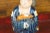 Small Chinese Statue of a Court Lady Wearing Blue Kimono and Holding a Baby For Sale - Image 11 of 13