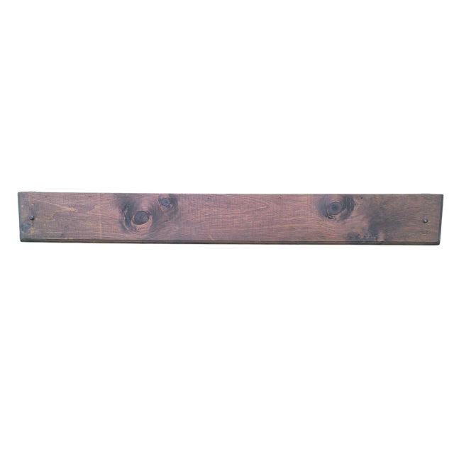 Vintage Farmhouse English Cottage Wooden Wall Shelf With Peg Hooks For Sale - Image 10 of 17