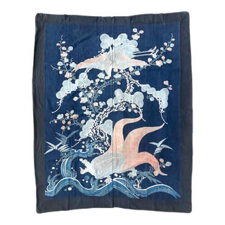 Antique Large Japanese Futon Cover with Resist Yuzen Dye For Sale
