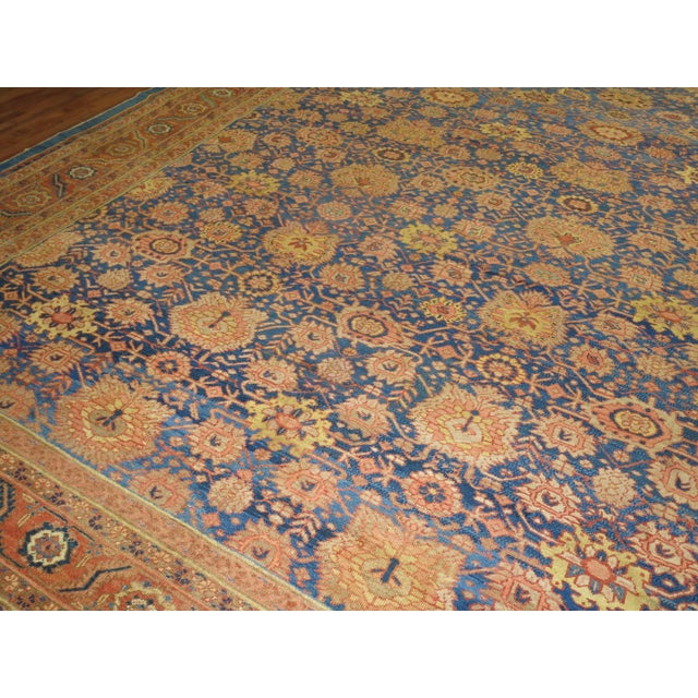 19th Century Blue Antique Persian Bakshaish Oversize Rug For Sale - Image 5 of 6