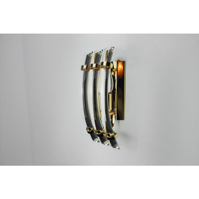 1970s Venini Wall Lamp in Half-Moon Curved Glass, Murano, Italy, 1970s For Sale - Image 5 of 8