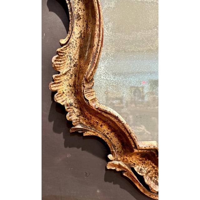 Antique Italian Rococo Style Silver Gilt Wall Mirror For Sale - Image 4 of 9