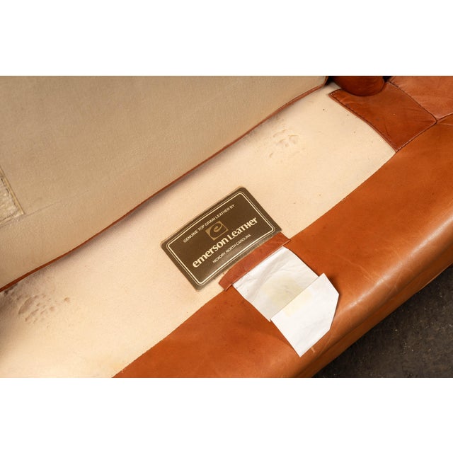Pair of Vintage Leather Club Chairs With Matching Ottoman by Emerson For Sale - Image 14 of 14