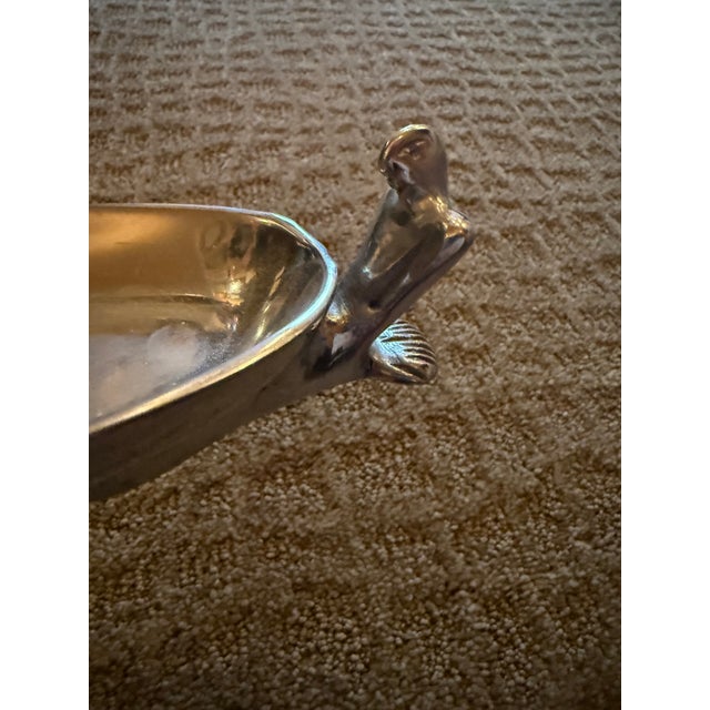 Transitional Artistic Carroll Boyes Pewter Canoe Boat Decorative Tray Accessory For Sale - Image 3 of 12
