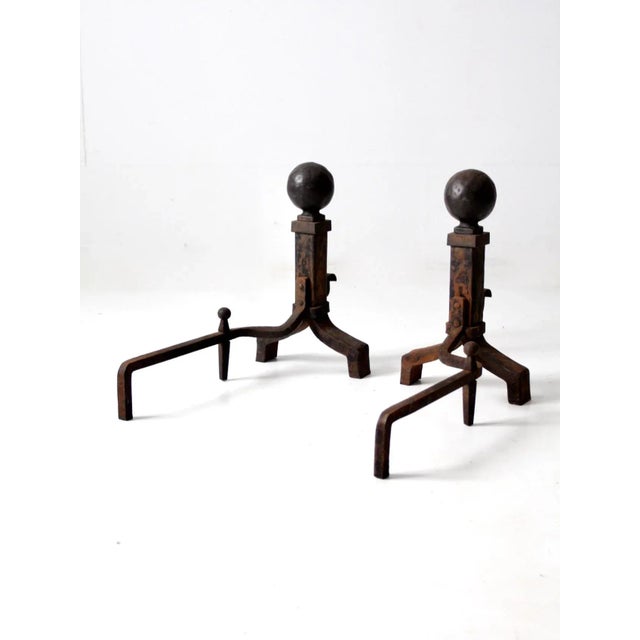 Antique Wrought Iron Andirons For Sale - Image 10 of 11
