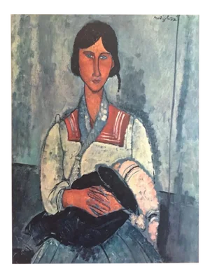 Amadeo Modigliani Vintage Mid Century Large Lithograph Print " Gypsy Woman With a Baby " 1919
