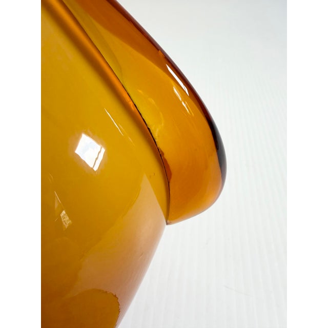 Mid 20th Century Empoli Art Glass Swung Vase Honey Amber, Cristalleria Fratelli Betti For Sale In Cleveland - Image 6 of 12