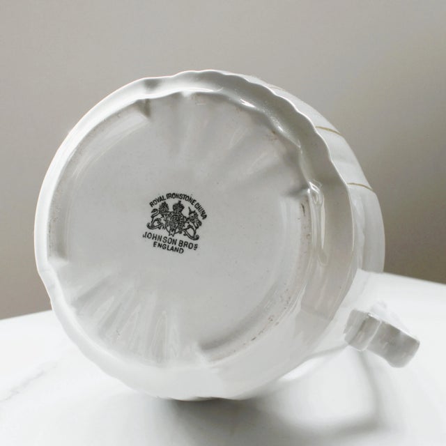 Late 19th Century 1883-1913 English Johnson Brothers Ironstone Pitcher/Gilded Banding For Sale - Image 5 of 7