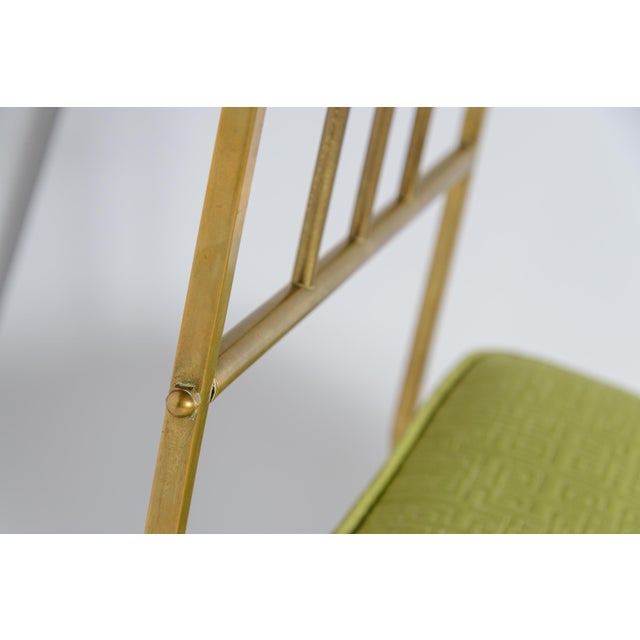 1950s 1950s Mid-Century Italian Chiavari Solid Brass Side Chair With Green Cushion For Sale - Image 5 of 12