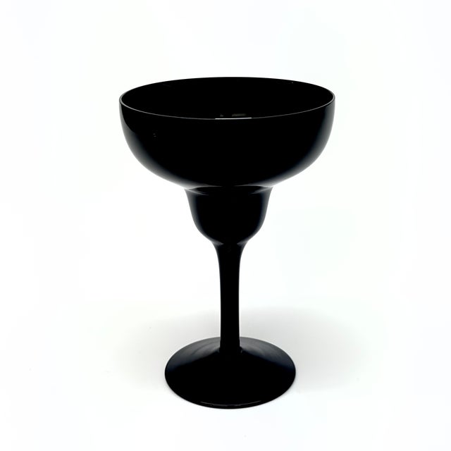 Mid-Century Modern Black Glass Stemware Curation - Group of 9 For Sale In Miami - Image 6 of 14