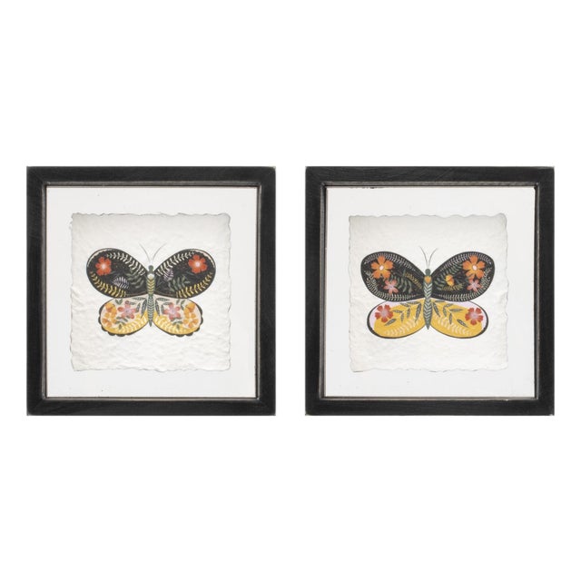 Framed Butterfly Block (Set of 2) For Sale