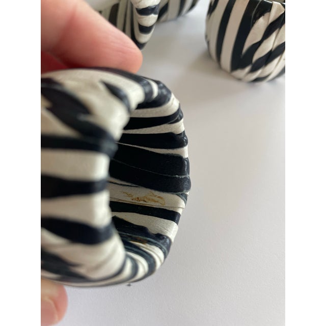 Late 20th Century Striped Leather Napkin Rings For Sale - Image 4 of 4