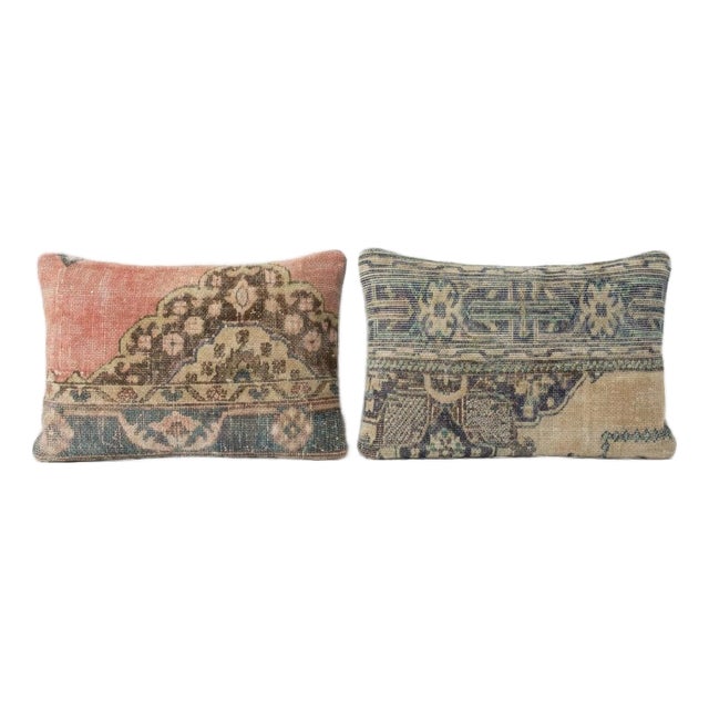 Turkish Lumbar Rug Pillow Cover 16'' X 24'' - Set of Two For Sale