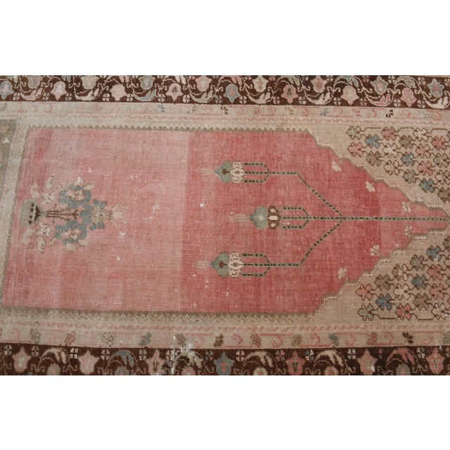 1970s Vintage Handmade Wool Cotton Pink Area Rug For Sale - Image 9 of 11