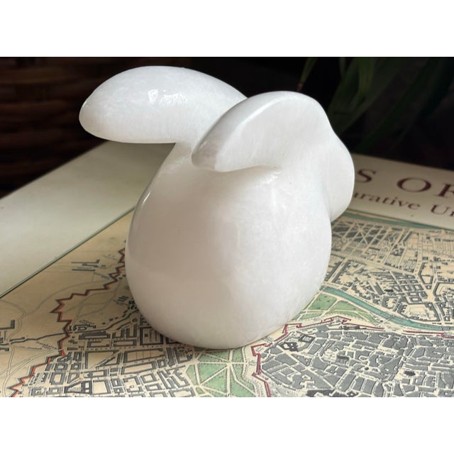 Late 20th Century Modern White Carved Stone Bunny Rabbit Figurine For Sale - Image 6 of 8