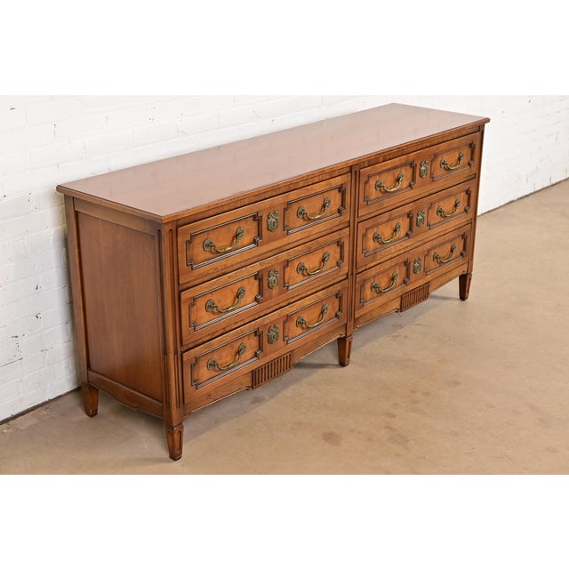 Henredon Henredon French Regency Louis XVI Carved Fruitwood Long Dresser or Credenza, Circa 1960s For Sale - Image 4 of 16
