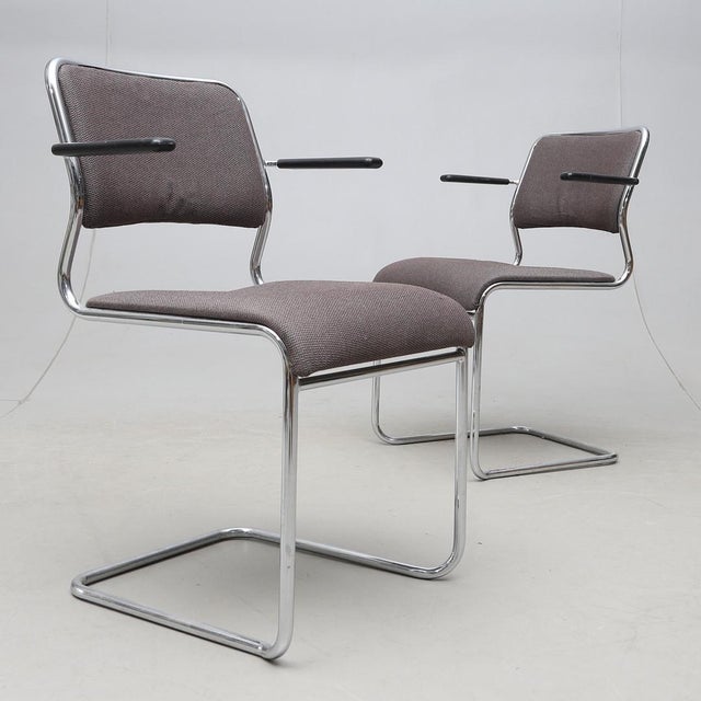 Textile Vintage Steel Tube Chairs from NKR Tranas, 1980s, Set of 2 For Sale - Image 7 of 7