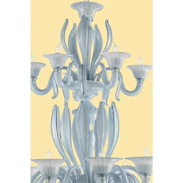 Venetian Azure Style Murano Glass Chandelier with Leaves by Simoeng For Sale - Image 6 of 10