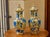 Pair of English 1840s Mason’s Ironstone Lidded Vases With Blue & Gilt Scrollwork For Sale - Image 4 of 9