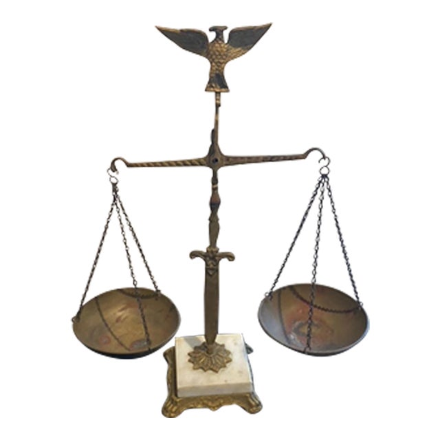 Mid 20th Century Brass and Marble Scales For Sale