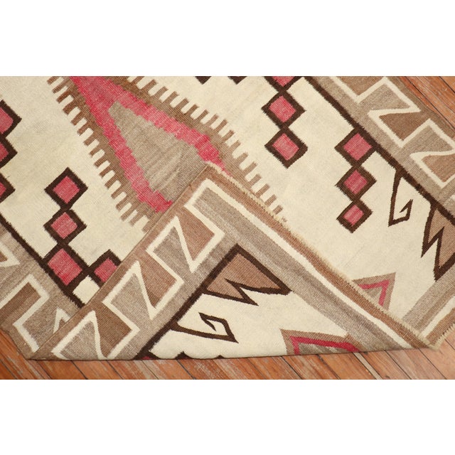 Early 20th Century Antique American Navajo Ivory Tribal Rug - 3'5" x 4'5" For Sale - Image 5 of 7