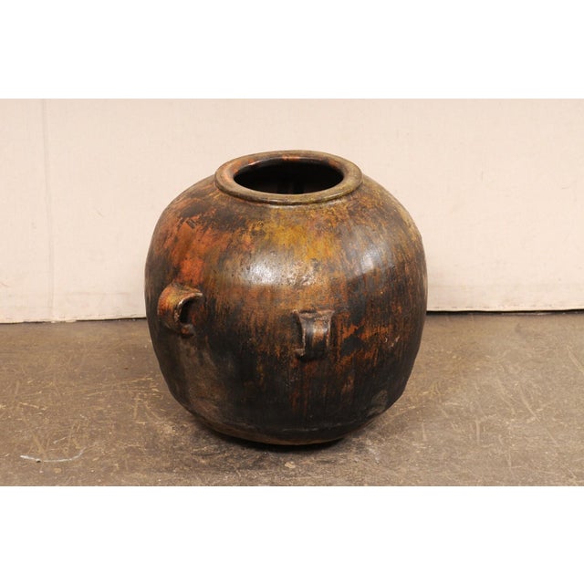 Rustic Mid 20th Century Guatemalan Glazed Cooking Pot with Handles For Sale - Image 3 of 9
