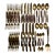 1980s Lord Nelson Marco Polo Bronze and Rosewood Flatware - 50 pcs For Sale