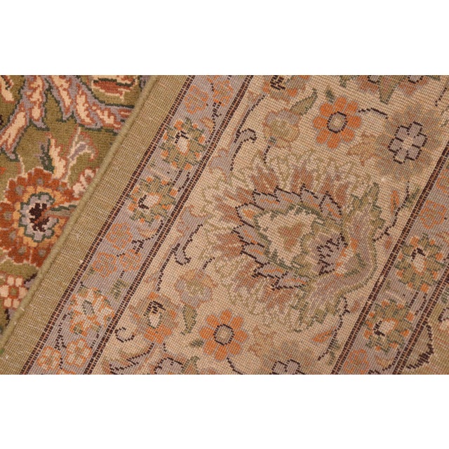 Textile Shabby Chic Floral 1990's Pak-Persian Green/Beige Wool Rug - 6'1'' X 8'6'' For Sale - Image 7 of 9