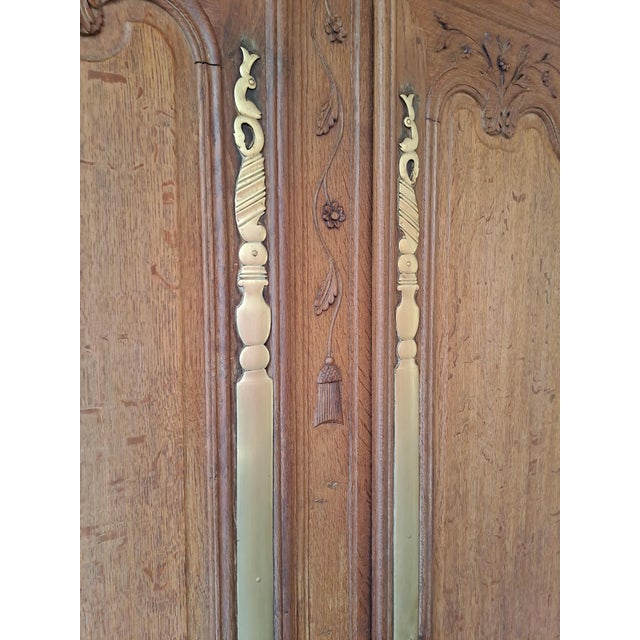 Cream Normandy Oak Marriage Armoire, 1860 For Sale - Image 8 of 11