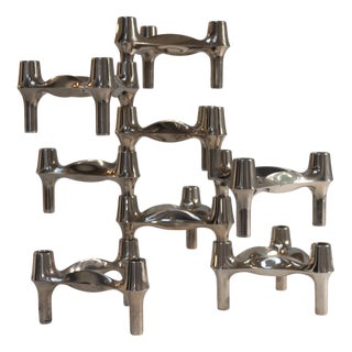Vintage Modular Candleholders by Stoffi & Nagel for BMF, 1960s, Set of 8 For Sale