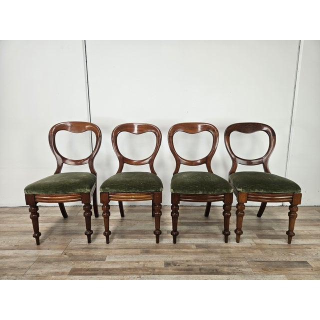 Late 19th Century Wood Chairs with Fabric Seats, Set of 4 For Sale - Image 18 of 18