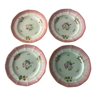 Early English Adams Calyxware Luncheon Plates With Flowers- Set of 4 For Sale