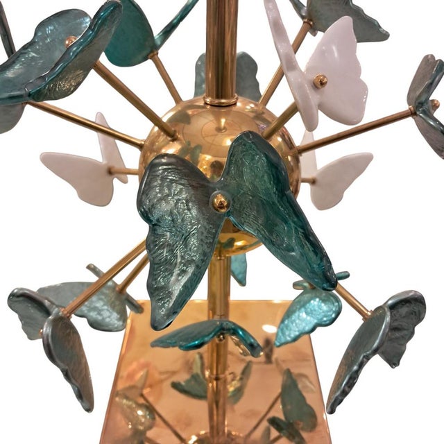 Sputnik Table Lamp with Blue Murano Butterflies, 1960s For Sale - Image 4 of 6
