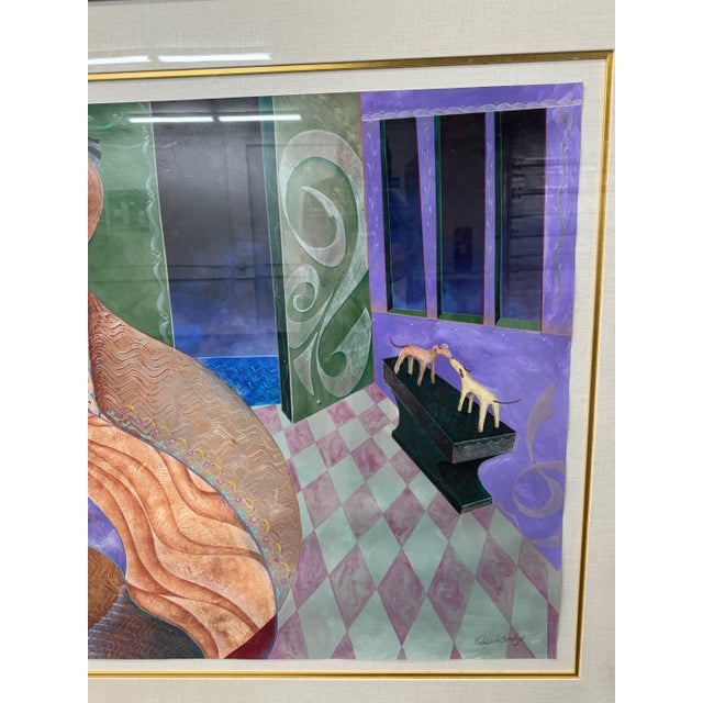 1990s "The Kiss by Patricia Bomberg" Original Watercolor Painting on Paper, Signed, Framed For Sale In Miami - Image 6 of 14