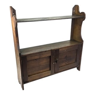 Antique Wood Wall Hanging Shelf Cabinet Display For Sale