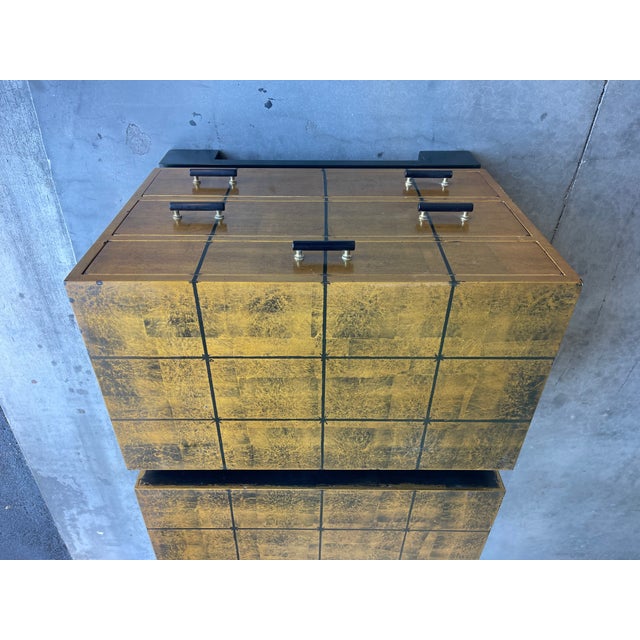 70s Gilt Low Chests / Nightstands, a Pair, in the Style of Karl Springer, Modern Hollywood Regency, Asian Inspired For Sale - Image 16 of 16