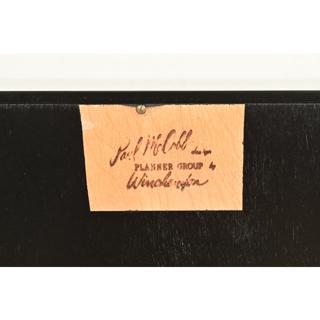 Paul McCobb Planner Group Black Lacquered Bookcase on Hairpin Legs, Newly Refinished For Sale - Image 11 of 12