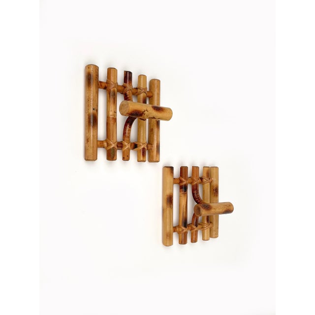 Mid-Century Modern Mid-Century Coat Racks in Bamboo & Rattan, Italy, 1970s, Set of 2 For Sale - Image 3 of 14