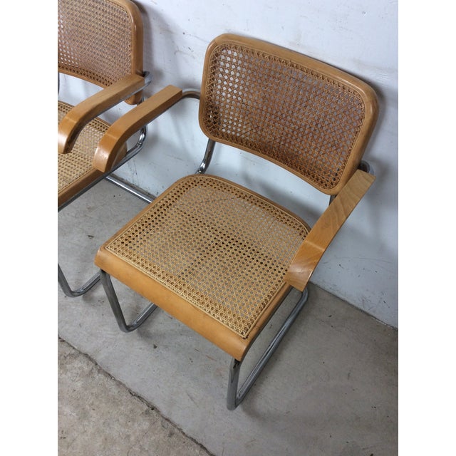 Wood Set of 3 Mid Century Modern Cesca Chairs by Marcel Breuer For Sale - Image 7 of 17