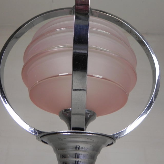 Art Deco Pendant Lamp with Glass Shade and Chrome Frame, 1930s For Sale - Image 18 of 18