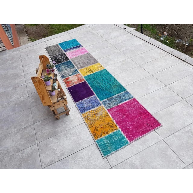 Textile Ethnic Vintage Oushak Runner For Sale - Image 7 of 10