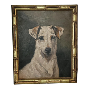 Mid 20th Century Terrier Oil Painting