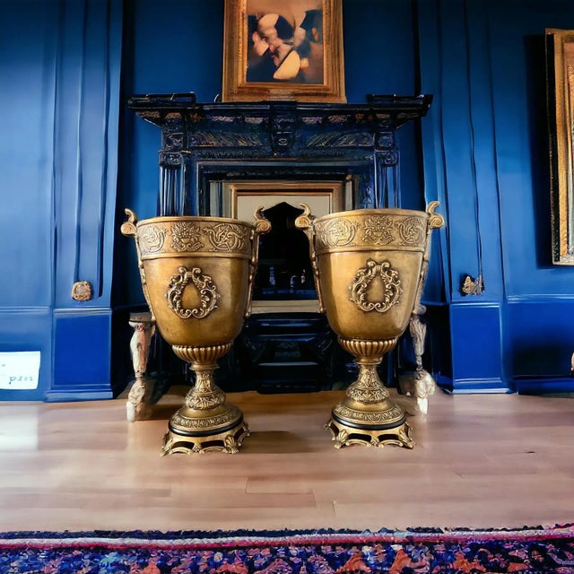 1940s Pair of 1940s Bronze Urns For Sale - Image 5 of 12