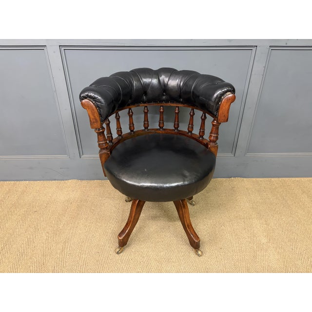 Victorian Mahogany Revolving Desk Chair, 1885 For Sale - Image 11 of 13